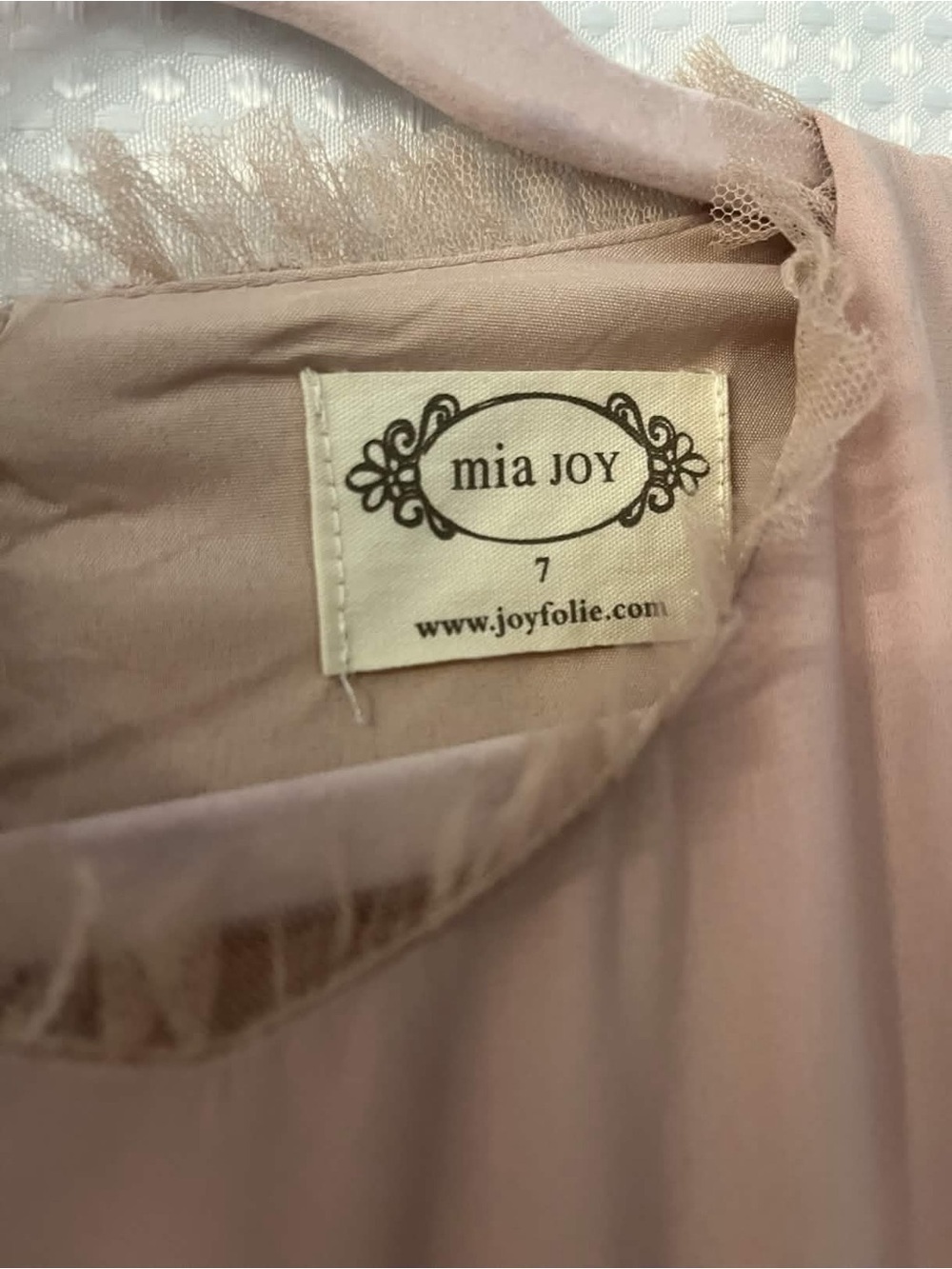 NWOT Joyfolie Mia Joy Mauve Ruffled Tulle Party Dress with Velvet Waistband - Picture 4 of 7